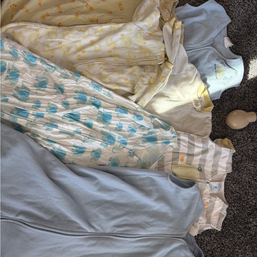 Baby Sleep Sacks in Soft Blue and Light Yellow (Halo and Carters)-7
